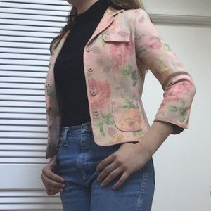 Elie Tahari Floral Pink Blazer